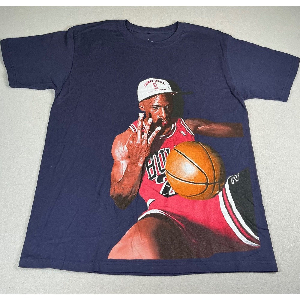 Michael Jordan Chicago Bulls T Shirt Mens M Blue Graphic Basketball Tee NWT
